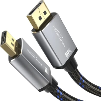 Immagine di KabelDirekt Cavo DisplayPort 8K/60Hz 1.4 5 m DP con connettori interamente in metallo per PC/laptop da gioco, monitor gioco ad alta risoluzione 4K/8K, veloce 144Hz/165Hz/240Hz, nero