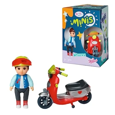Immagine di BABY born Minis Playset Simon con monopattino 906118 Bambola di 7 cm accessori e corpo mobile per un gioco realistico Adatto a bambini dai 3 anni in su