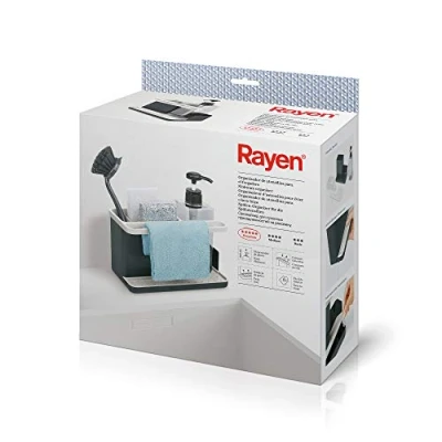 Immagine di Rayen Scolapiatti Pieghevole Organizzazione Efficiente Risparmio di Spazio Fori Drenaggio Piedini Antiscivolo Misure: Esteso: 37,7 x 29,3 11,5 cm, Piegato: 5 cm