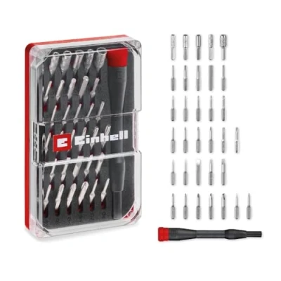 Immagine di Einhell 115010 Kit inserti 33 parti Gamebit, Profilo a T, Punto TRI, Taglio, Triangolo, Croce Phillips, Pentalobo incl. Cacciavite portainserti