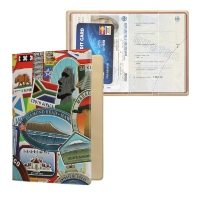 Immagine di kwmobile Custodia per Passaporto Porta con Chiusura di Sicurezza ad Elastico Protezione Documenti nero/rosso/blu