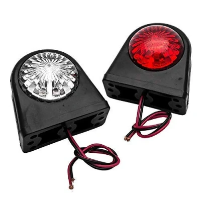 Immagine di 2 luci di posizione a LED, 2X 12V bianco rosso laterali super luminose LED posteriori per auto camion rimorchio pulsante rotondo