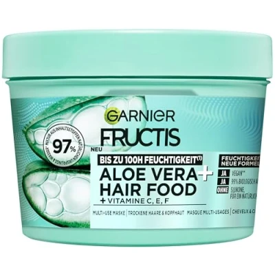 Immagine di Garnier Fructis Idratante Aloe Vera Hair Food 3 in 1 Maschera per capelli da normali a secchi, con complesso lipidico extra, formula vegana, 400 ml