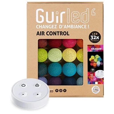 Immagine di Ghirlanda luminoso a LED per batuffoli di cotone USB Telecomando wireless Luce notturna bambini 2h Adattatore alimentazione doppio 2A incluso 4 intensità 32 sfere 4,8 m Arlequin