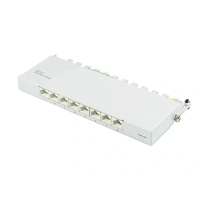 Immagine di Good Connections® Patch panel/patch panel desktop Cat. 6A, 500 MHz 10 GIGABIT capace 8 porte 0.5 HE schermato STP apertura utensile grigio chiaro (RAL7035)
