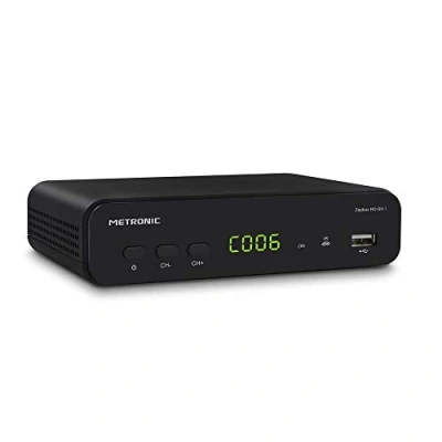 Immagine di Metronic 441624 Zapbox HD SH.1 Ricevitore TDT DVB T2 HEVC, funzione PVR, prese USB, HDMI, SPDIF, RJ45, telecomando a distanza, nero