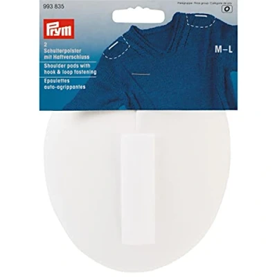 Immagine di Prym Raglan 993835 Shoulder Pad Self Adhesive Closure PA M L White Cuscinetti di raglante da Spalla con Chiusura in Velcro, Bianco, 115 x 150 11 mm, Weiß, 2 Stück