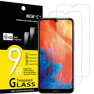 Immagine di NEW&#039;C 2 Pezzi, Vetro Temperato per Huawei Y7 2019, PRO Prime Pellicola Prottetiva, Durezza 9H, 0,33mm Ultra Trasparente, Resistente