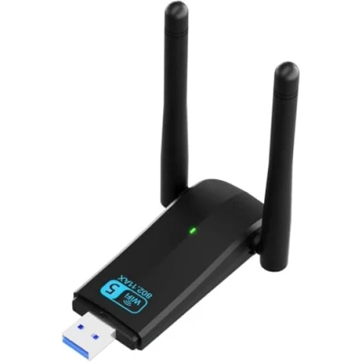 Immagine di USB WiFi Antenna Ricevitore Wifi, 3.0 Scheda Adattatore 5dBi 1300M Dual Band / 2.4G/5G 802.11ac, Nero,per Windows 7/10/11