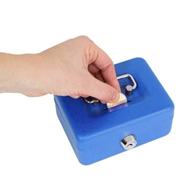 Immagine di ARREGUI Elegant C9005 Cassetta di sicurezza con chiave per contare e trasportare denaro Portavalori in acciaio fessura Cassaforte portatile de 12,5 cm larghezza Blu