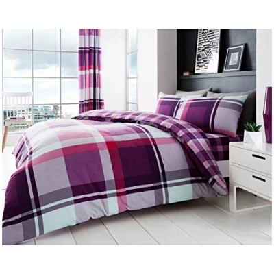 Immagine di GC GAVENO CAVAILIA Set copripiumino singolo, facile da pulire, reversibile, motivo geometrico, in policotone, colore viola