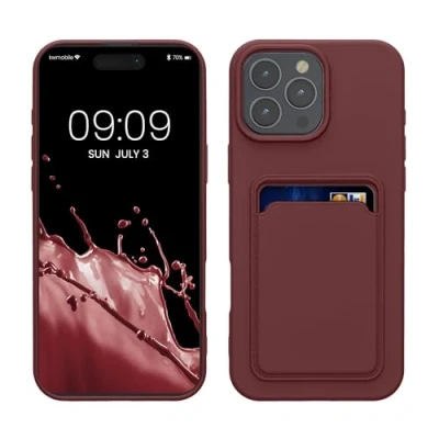 Immagine di kwmobile Custodia Compatibile con Apple iPhone 16 Pro Max Cover Back Case Cellulare Slot Porta Carte Morbida in Silicone TPU rosso fulvo