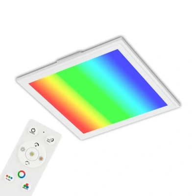 Immagine di Briloner Leuchten Pannello LED RGB CCT ultra piatto, plafoniera quadrata (29,5 x 29,5 cm), colore bianco, controllo della temperatura (3.000 6.500 Kelvin), dimmerabile, 1.800 lumen, in plastica