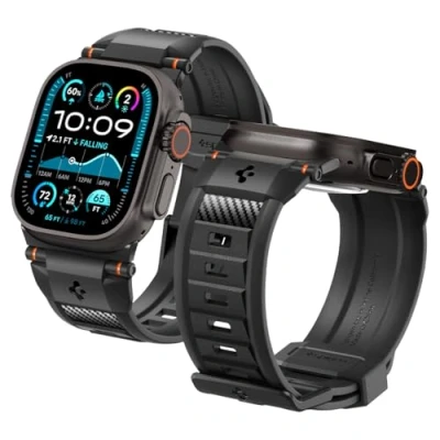 Immagine di Spigen Cinturino Rugged Armor Ultra Band Compatible con Apple Watch Series per 2/1 49mm, 10 46mm, 9/8/7 45mm, 6/SE/5/4 44mm e 3/2/1 42mm Nero opaco