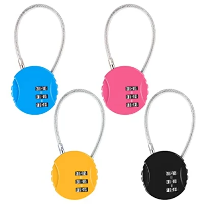 Immagine di 4 Pcs Lucchetti per Bagagli, lucchetto combinazione 3 cifre,Serratura Codificata in Lega di Zinco,lucchetto a codice resettabile Bagagli Viaggio, Armadietto, Valigia,Palestra.(4 colori)
