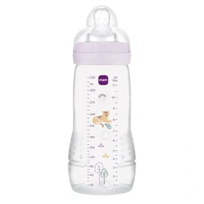 Immagine di MAM Biberon Easy Active Baby Bottle 330 ml, per bambini attivi ergonomico e pratico, Accessori neonato 4+ mesi l&#039;allattamento con tettarella misura 3 piatta simmetrica, Rosa, Versione attuale