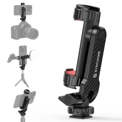 Immagine di SYNCWIRE Adattatore Cellulare Per Treppiedi, Attacco Smartphone Treppiede Con 2 Cold Shoe, Base Combinata Vite 1/4&quot; E Supporto Morsetto Rotante A 360, Fotocamera