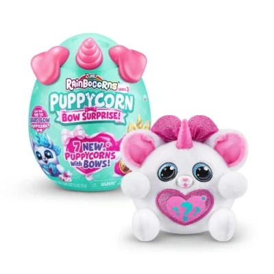Immagine di Rainbocorns Puppycorn Bow Surprise, Series 3, Pinky the Chihuahua Peluche da collezione 5 strati di sorprese, Peel and Reveal Heart, adesivi, Slime, età 3+ (Chihuahua)