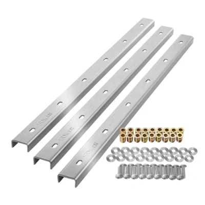 Immagine di SOTECH Modanature di colmo 3 pezzi a U in vero acciaio inox 80 x 4 2 cm per piani lavoro/incluse viti fissaggio e bussole avvitamento Profilo rinforzo, traversa