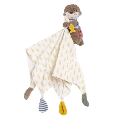 Immagine di Fehn Panno di Coccole in Mussola Lontra, Aiuto per il Sonno e Peluche con Cotone Simpatica Figura Gioco, Neonati Bambini da 0+ Mesi