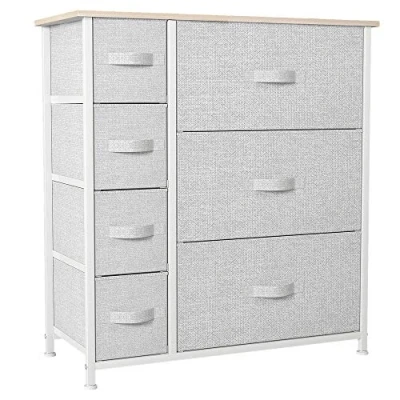 Immagine di YITAHOME cassettiera in tessuto non con 7 cassetti per camera da letto, soggiorno, armadio acciaio robusto, contenitori facile tirare e top legno,