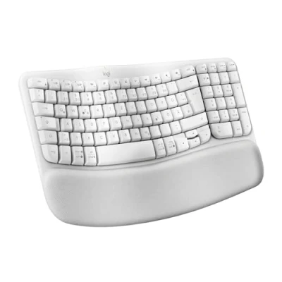 Immagine di Logitech Wave Keys tastiera wireless ergonomica Bianco, Layout Scandinavo QWERTY