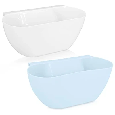 Immagine di Navaris Contenitore Rifiuti da Cucina Appendere Set 2X Vaschetta Raccolta Scarti Organico Contenitori Umido Pensili Bianco/Blu capacità 3,8 L