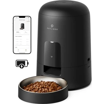 Immagine di PETLIBRO Mangiatoia per gatto con APP, senza fili 2,4 G, distributore di cibo intelligente abilitato WiFi, batteria ricaricabile durata della 30 giorni, ciotola in acciaio inox,