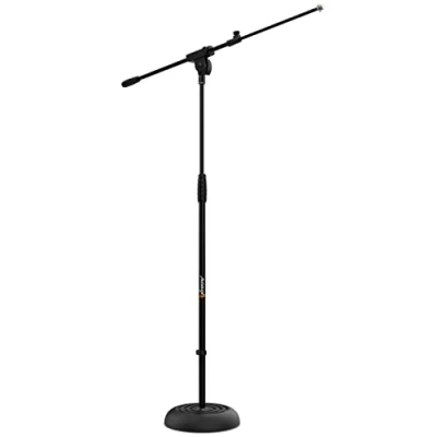 Immagine di Audibax Base 10 Supporto per Microfono da Pavimento con Rotonda Stabile Altezza Regolabile 85 a 147 cm Braccio Durevole Solida