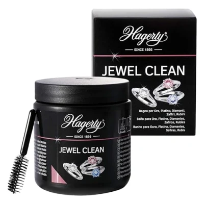 Immagine di Hagerty Jewel Clean Bagno detergente per pietre preziose, oro, platino 170 ml I efficace su diamanti, zaffiri, rubini una nuova lucentezza Con cestello e spazzolino