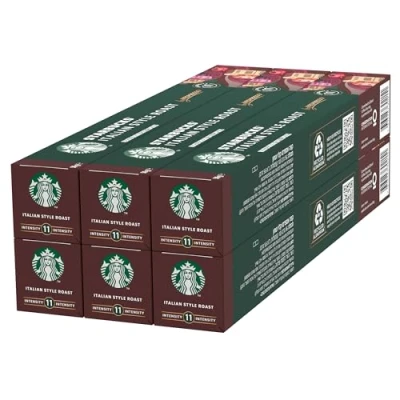 Immagine di STARBUCKS Italian Style Roast by Nespresso Caffè Espresso, 6 confezioni da 10 capsule (60 compatibili Nespresso)