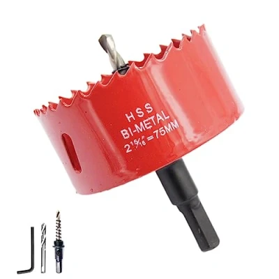 Immagine di Hole Saw Drill Bit HSS Cutter with Arbor for Wood and Metal LAIWEI (2 15/16&quot;(75mm))