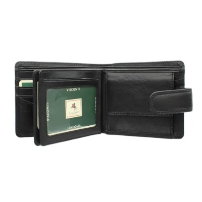 Immagine di Visconti Portafoglio con Chiusura a Linguetta in Pelle Collezione Heritage STRAND Blocco RFID HT13 Nero