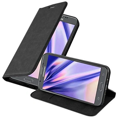 Immagine di Cadorabo Custodia Libro per Samsung Galaxy J7 2017 in NERO di NOTTE con Vani Carte, Funzione Stand e Chiusura Magnetica Portafoglio Cover Case Wallet Book Etui Protezione