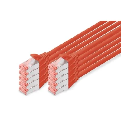 Immagine di Digitus DK 1644 020 R 10 RJ45 cavo di rete, patch CAT 6 S/FTP 2.00 m Rosso Schermatura a fogli, totale, Schermato, Privo alogeni, Simplex,