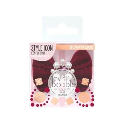 Immagine di Invisibobble Bowtique velluto Bordeaux I Elastico per capelli con a spirale fiocco Gioielli Edizione limitata British Royal