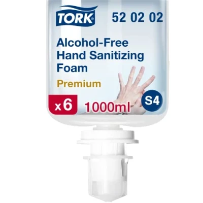 Immagine di Tork schiuma senza alcool igienizzante mani S4, dermatologicamente testato, 6 x 1.000 ml, 520202
