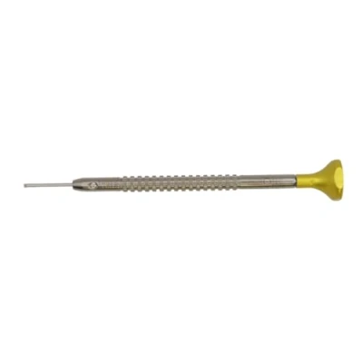 Immagine di Horotec MSA01.214 Cacciavite per orologiaio, corpo e stoppino a forma di T in acciaio inox, testa alluminio con cuscinetto sfere, prodotto Svizzera (1,10 mm)