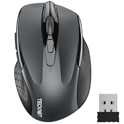 Immagine di TECKNET PRO Mouse Senza Fili, 2600 DPI Wireless Ergonomico, 2,4G Ottico con Ricevitore Nano USB, 6 Pulsanti, Durata di Vita 24 Mesi Compatibile PC, Mac, Laptop