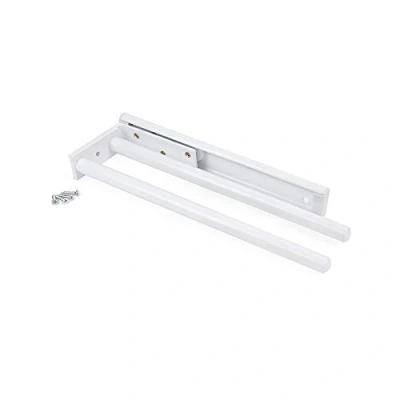 Immagine di Emuca Portasciugamani estraibile con 2 bracci, appendi asciugamani da bagno o cucina in alluminio colore bianco, lunghezza 310mm