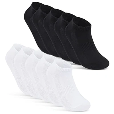 Immagine di sockenkauf24 10 Paia Calzini Corti Uomo Donna Calze Corte Sneaker Traspiranti con Mesh Cotone 16510 (35 38 Nero+Bianco)