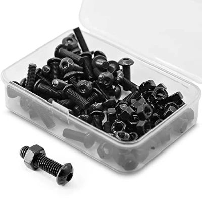 Immagine di (50 Set) M5 x 10mm Viti e Dadi Vite Testa Bottone Brugola in Acciaio al Carbonio Nero