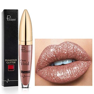 Immagine di 18 Color Diamond Glitter Lipgloss Rossetto liquido opaco lucido, lucidalabbra a lunga durata Coppa antiaderente Rossetti naturali morbidi e confortevoli (11)