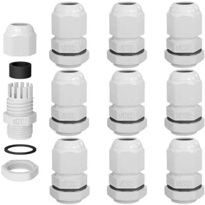 Immagine di hb digital 10x Pressacavo M12 per 3 6,5mm IP68 Impermeabile Resistente alla Polvere Ritardante di Fiamma Uso Esterno Industriale Facile Installazione Filettatura Metrica Bianco
