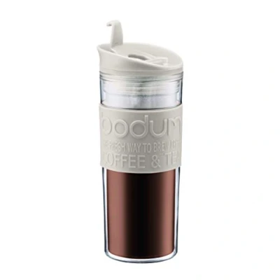 Immagine di Bodum 11101 01S Travel Mug Tazza da Viaggio Termica in plastica, Coperchio a Conchiglia, 0,45 l, Trasparente