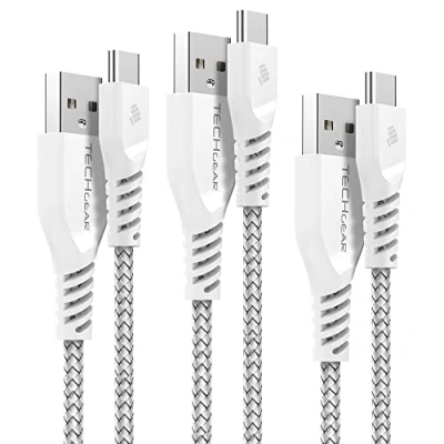 Immagine di TECHGEAR [3 Pezzi Cavi Intrecciati Resistenti USB C Cavo di Sincronizzazione e per Caricare (30cm / 1m 2m) Compatibile con iPad PRO 11&quot; 12.9&quot; 2022 2018, Air 10.9&quot;, 10 Bianco