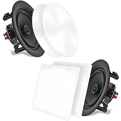 Immagine di Pyle Altoparlanti Casse Audio da Incasso 13,33 Centimetri, Coppia, Speaker a 2 Vie con Tweeter 1,27 80Hz 20kHz, 150 Watt, 8 Ohm, Bianchi