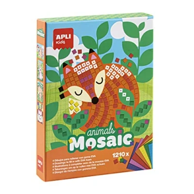 Immagine di APLI APLIM 14289 Animali Mosaico DE ANIMALES DIFERENTES DISEÃ‘OS GOMA Eva PRECORTADA para DESARROLLAR LA DESTREZA Y Precision, Colore Bianco, Apli14289