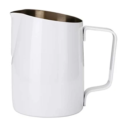 Immagine di Dianoo Brocco Fumante Per Cappuccino Brocca Il Latte Espresso Acciaio Inossidabile Tazza Di Caffè Art 420ml Bianca