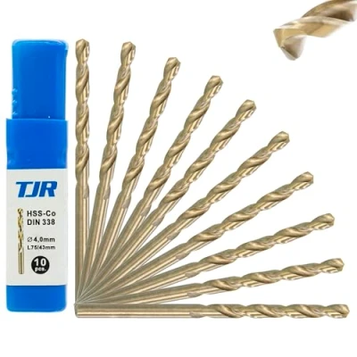 Immagine di TJR® HSS E M35 Punta elicoidale per trapano, autocentrante, DIN 338, tipo N, 135, 10 pezzi, Ø 4 mm
